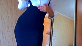 Why is this beautiful cam girl teasing in her sexy skirt all alone?