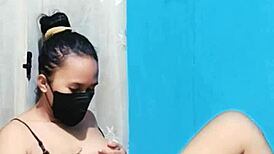 Gadis in bikini masturbates with dildo solo.