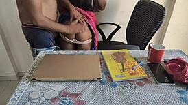 Desi indian bhabhi was working in the office when i brutally fucked her, creampieing her pussy while she talks dirty.