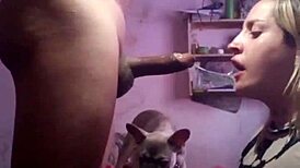 Blonde beauty addicted to sucking cock and swallowing hot jizz.