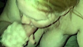 sucks cock and hops on for a creampie with redhead milf