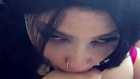 Tits out, I'm suckin' his cock deepthroat style