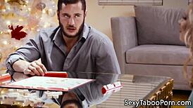 fantasy babe with small tits tricks guy into blowjob and cumshot