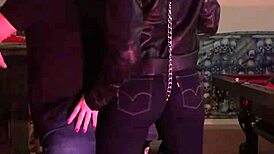 Cherry's tight jeans get a firm spanking from her husband.