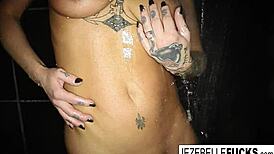 Jezebelle Bond feels intense pleasure while masturbating in the steamy shower