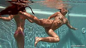 underwater serbian and russian lesbos bathing together