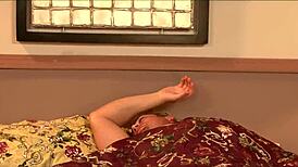 I leave my red fishnet stockings on while getting fucked hard