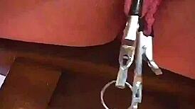 Big Pink Pussy Lips Dangled and Stretched with Weights