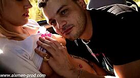 Stefanni Tarrago rushes for sex in the car with neighbors.