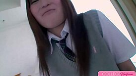 uniformed japanese school girl mona yuuki gets used like a fuck toy