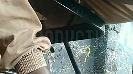 I played up skirt with an african teen slut at the park public making out