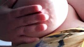 Kiraluisa Caresses Her Big Natural Tits During Recorded Session