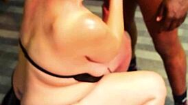 Hot white milf serves her sexy black boss at the office.