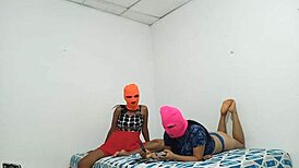 small-bottomed stepsisters flirt in bed and get excited talking about sex