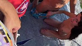 Guys catch village slut sunbathing naked and fuck her juicy pussy