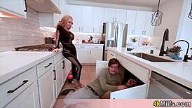 does beautiful blonde busty housewife mari need a plumber to clean her private parts?