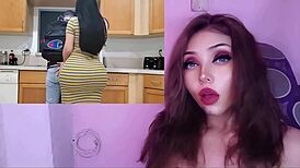 the perverted stepson fucks his hot latina stepmother in the kitchen