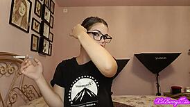 hot brunette romanian smoking in glasses 😏