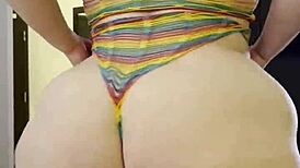 rainbow-clad joan day masturbates and shakes her big ass softly