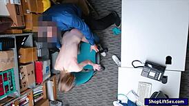 Skinny shoplifter gets pounded by LP officer in the office