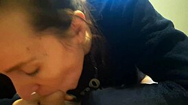 Swallowing cum after a delicious blowjob 😋