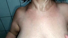 Enjoying a moment in the bathroom with a partner