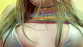 rainbow-clad joan day masturbates and shakes her big ass softly