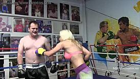 Blonde bombshell mixed boxing