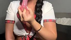 this horny british girl is playing with her toys solo