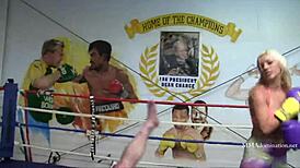 Blonde bombshell mixed boxing