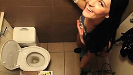 sexy girl pisses on construction site and flashes tits to workers!