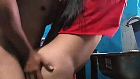 Beautiful Mexican Amateur Girl Gets Fucked Hard While Washing Dishes In The Kitchen, Moaning Loudly With Her Small Tits Bouncing