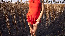 Hot milf in short skirt teases her sexy thong ass outdoors