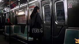 Beautiful Teen Brunette Sucks Stranger's Cock Sloppily On Public Train Close-Up