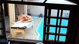 she went to get a massage by the pool and ended up getting a handjob and blowjob