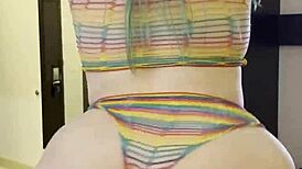 rainbow-clad joan day masturbates and shakes her big ass softly