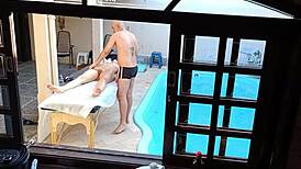 she went to get a massage by the pool and ended up getting a handjob and blowjob