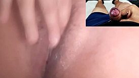 Me excitando com a novinha safada da minha ex batendo uma siririca gostosa que me fez gozar.