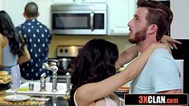 Sneaky milf handling stepdaughter's boyfriend's dick 😏