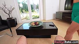 Grounded Stepdaughter Blows Stepdad with No Choice in Taboo POV