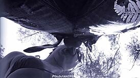 outdoor blowjob bluee big deep throat.