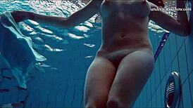 piyavka chehova's big bouncy juicy tits bounce underwater as she bathes in the pool