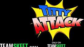 cute girl in football shorts gets tits oiled and admired during play