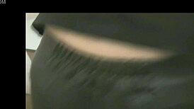 Blonde at home walking around in tight leather pants