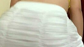 curly haired hot girl dancing funk in mini skirt with anal plug