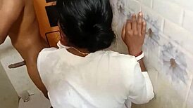 wife tries first anal in bathroom