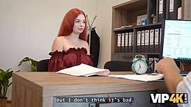 Oh wow, this redhead slut Miss Olivia is sucking cock in the office interview to launch the webcam studio!