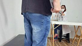 I risked a handjob in the nurse's reception, ending with cum in my mouth.