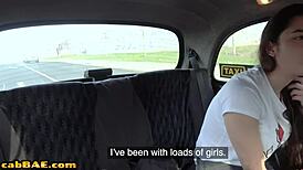 Busty European lesbian shares intimate backseat moment with cabbie.