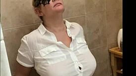 sexy blonde PISSED ON for first time